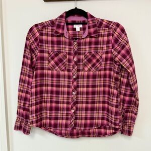 Cat & Jack: Girls Pink & Purple Plaid Polo, Size L (10 / 12)